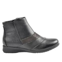 LADY CONFORT Bottines Compensees Avec Effet Reptile Noir|Femme Chaussures Confort