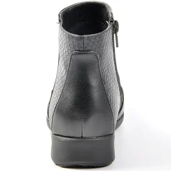 LADY CONFORT Bottines Compensees Avec Effet Reptile Noir|Femme Chaussures Confort