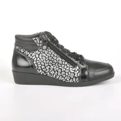 LADY CONFORT Bottines Compensees Avec Zip Pratique Sur Le Cote Noir|Femme Chaussures Confort
