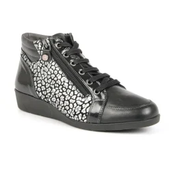 LADY CONFORT Bottines Compensees Avec Zip Pratique Sur Le Cote Noir|Femme Chaussures Confort