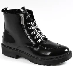 CREEPERS Bottines Plates Femme Avec Zip Decoratif Noir|Femme Boots, Bottines