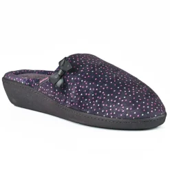 ISOTONER Chaussons Femme Avec Noeuds Gris|Femme Chaussons