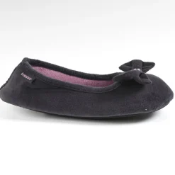 ISOTONER Chaussons Femme Avec Noeuds Gris|Femme Chaussons