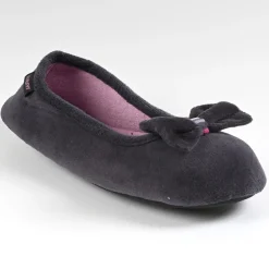 ISOTONER Chaussons Femme Avec Noeuds Gris|Femme Chaussons