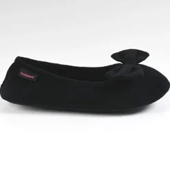 ISOTONER Chaussons Femme Avec Noeuds Noir|Femme Chaussons