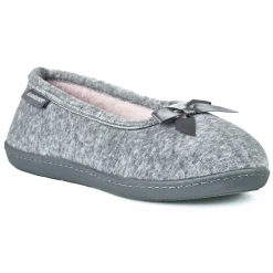 ISOTONER Chaussons Femme Avec Noeuds Gris|Femme Chaussons