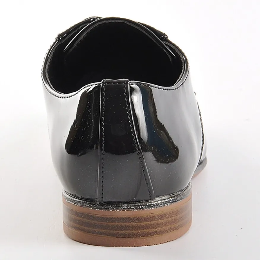 ANA LUNA Derbies Avec Franges Vernis Noir|Femme Derbies