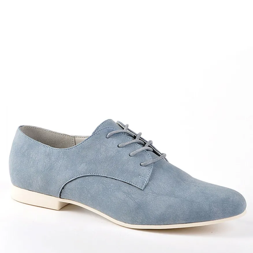 ANA LUNA Derbies Femme Aspect Velours Bleu|Femme Derbies