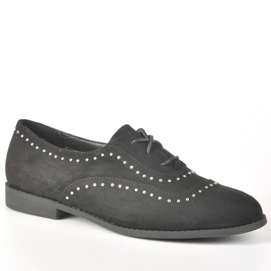 ANA LUNA Derbies Femme Avec Petits Clous Noir|Femme Derbies