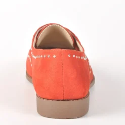 ANA LUNA Derbies Femme Avec Petits Clous Orange|Femme Derbies