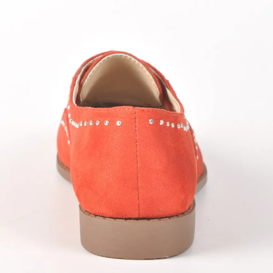 ANA LUNA Derbies Femme Avec Petits Clous Orange|Femme Derbies
