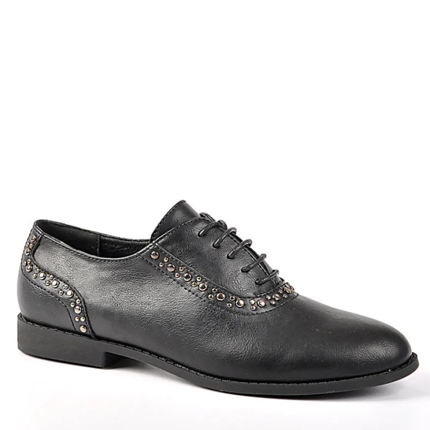 ANA LUNA Derbies Femme Avec Petits Clous Noir|Femme Derbies