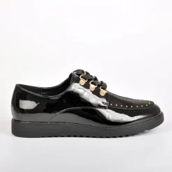 VICE VERSA Derbies Femme Avec Petits Clous Vernis Noir|Femme Derbies