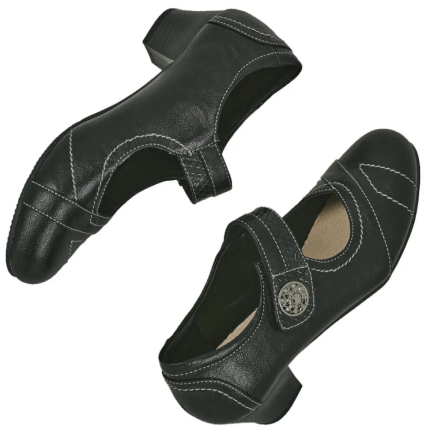 LADY CONFORT Escarpins A Brides Avec Boutons Fantaisies Noir|Femme Escarpins