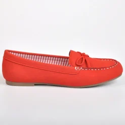 VICE VERSA Mocassins Avec Noeuds Rouge|Femme Mocassins