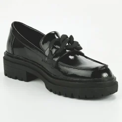 VICE VERSA Mocassins Crantes Vernis Noir Femme A Chaine |Femme Mocassins