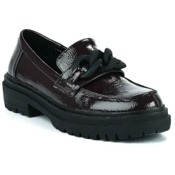 VICE VERSA Mocassins Femme Vernis Bordeaux A Chaine |Femme Mocassins