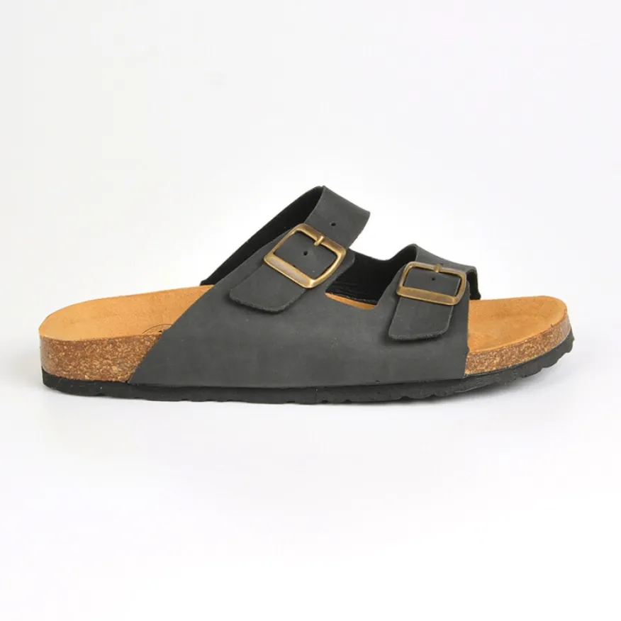 ARIZONA Mules Deux Brides A Boucles Homme Noir|Homme Mules, Tongs