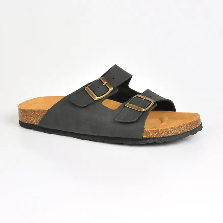 ARIZONA Mules Deux Brides A Boucles Homme Noir|Homme Mules, Tongs