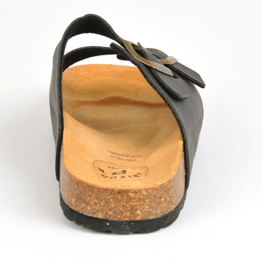 ARIZONA Mules Deux Brides A Boucles Homme Noir|Homme Mules, Tongs