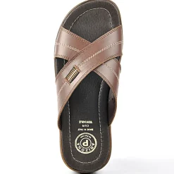 ARIZONA Mules Homme A Brides Croisees En Cuir Marron|Homme Mules, Tongs