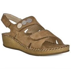 LADY CONFORT Sandales Compensees Femme Cuir Marron |Femme Chaussures Confort