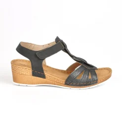 LADY CONFORT Sandales Compensees Femme Noir|Femme Chaussures Confort