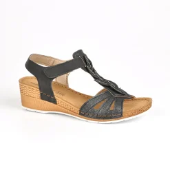 LADY CONFORT Sandales Compensees Femme Noir|Femme Chaussures Confort
