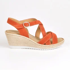 SCALINA Sandales Compensees Femme Orange|Femme Chaussures Confort