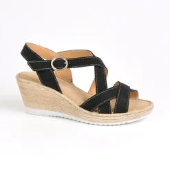 SCALINA Sandales Compensees Femme Noir|Femme Chaussures Confort