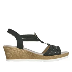 SCALINA Sandales Compensees Femme Noir|Femme Chaussures Confort