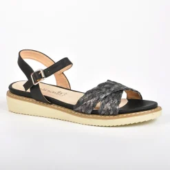 SCALINA Sandales Compensees Noir|Femme Chaussures Confort