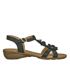 SCALINA Sandales Confort A Talons Femme Noir A Fleurs |Femme Chaussures Confort