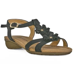 SCALINA Sandales Confort A Talons Femme Noir A Fleurs |Femme Chaussures Confort