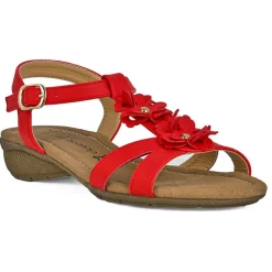 SCALINA Sandales Confort A Talons Femme Rouge A Fleurs |Femme Chaussures Confort