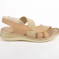 LADY CONFORT Sandales Femme Compensees Avec Elastiques Beige|Femme Chaussures Confort