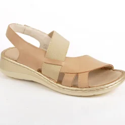 LADY CONFORT Sandales Femme Compensees Avec Elastiques Beige|Femme Chaussures Confort