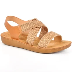 SCALINA Sandales Femme Compensees Avec Elastiques Marron|Femme Chaussures Confort