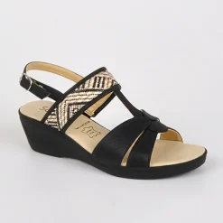 SCALINA Sandales Femme Compensees Ultra-Leger Noir|Femme Chaussures Confort