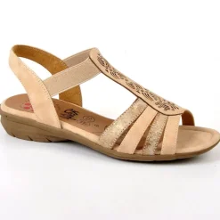 RELIFE Sandales Plates Femme Avec Elastiques Beige|Femme Chaussures Confort