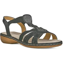 LADY CONFORT Sandales Plates Femme Noir|Femme Chaussures Confort